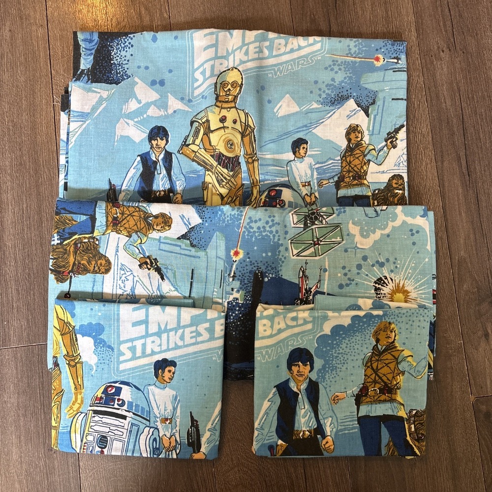 Vintage Star Wars Empire Strikes Back Twin Bedding 1970s Flat Fitted Pillowcases